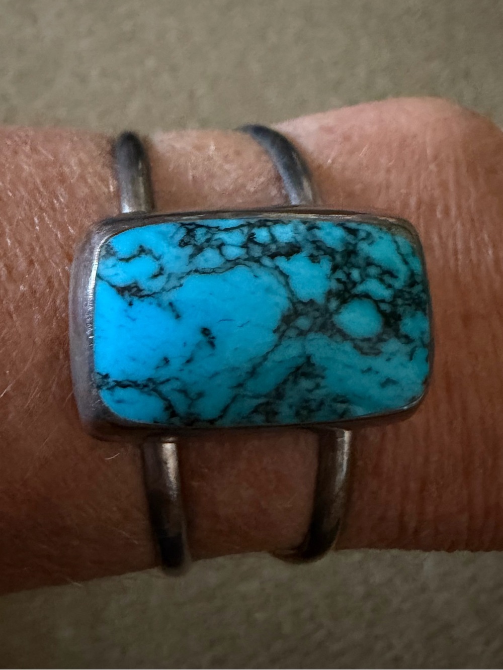 Turquoise Stone Cuff Bracelet - Blue Turquoise Bracelet